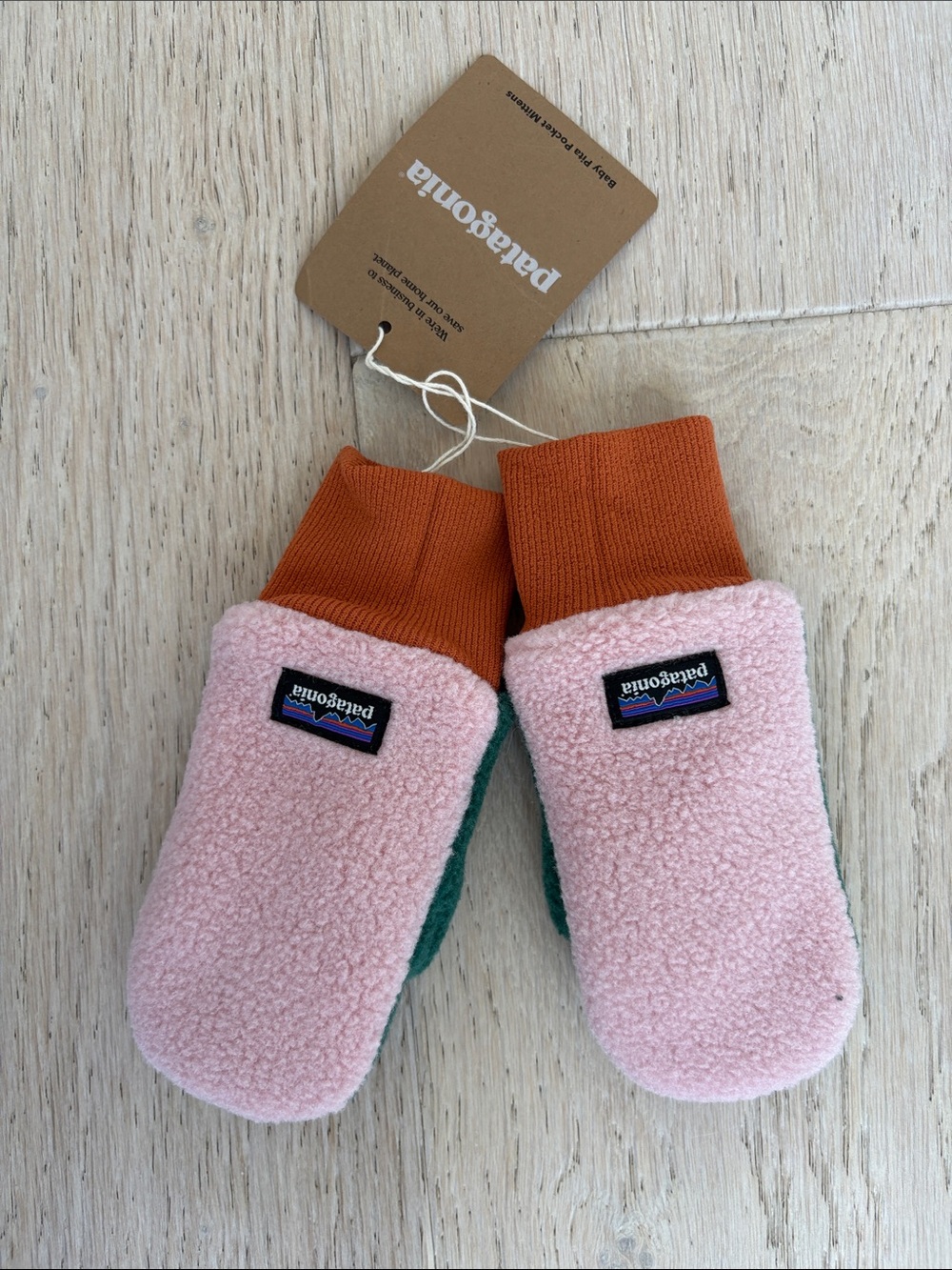 Patagonia Kids Pink, Green & Orange Fleece Mittens